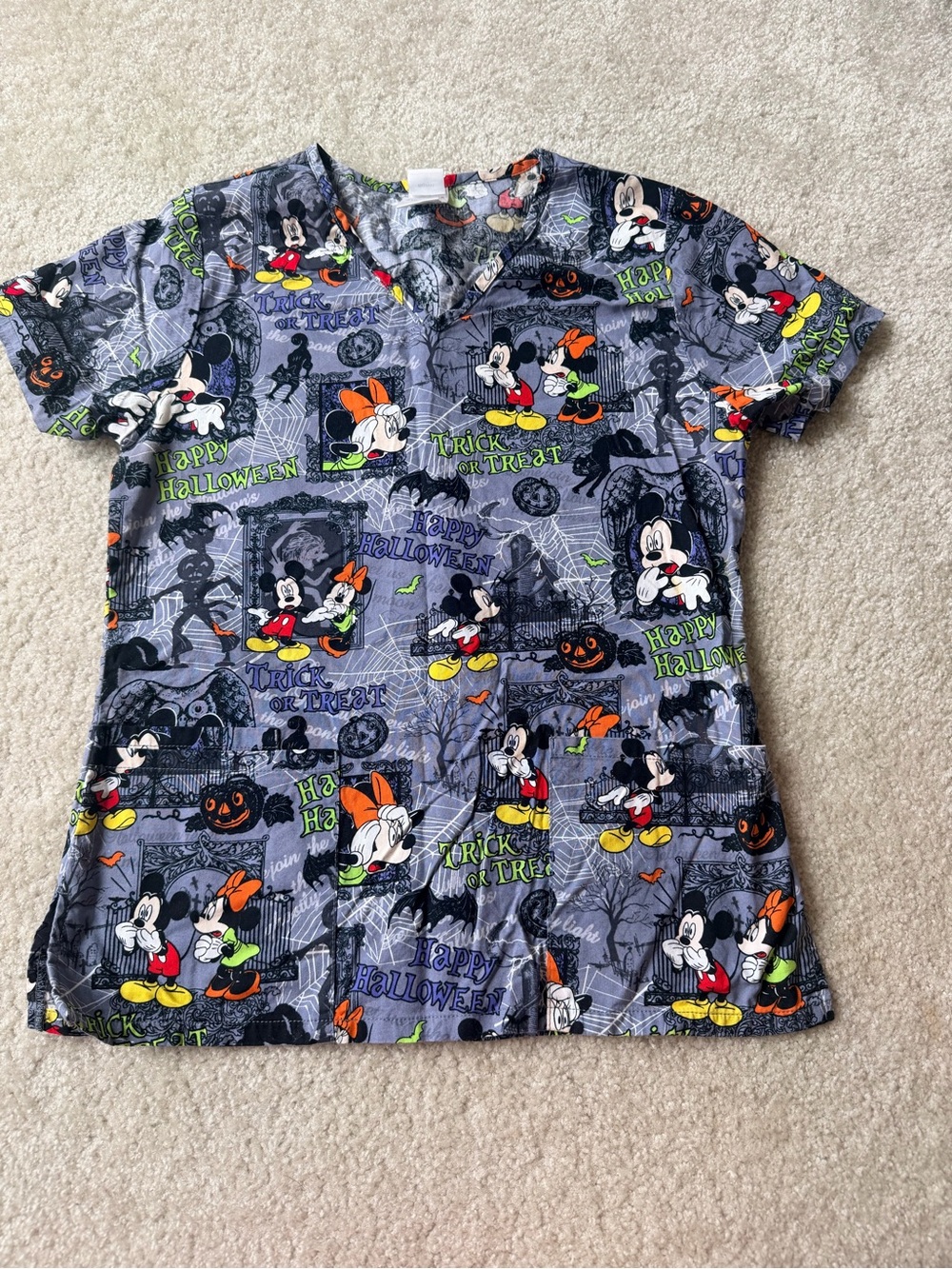 Disney Minnie & Mickey Mouse healthcare medical Halloween scrubs XS 100% cotton